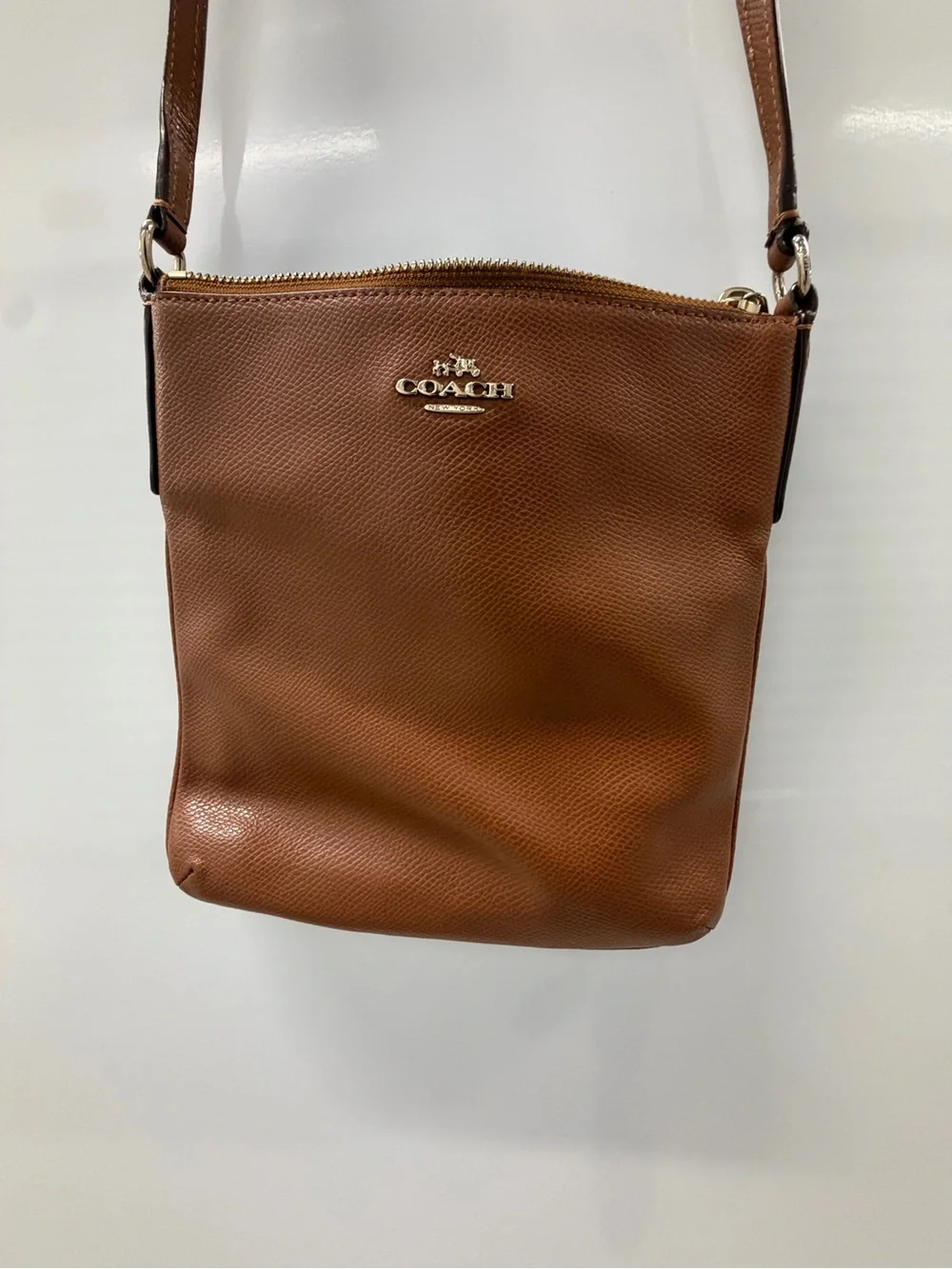 Coach Tan/Brown Pebbled Leather Messenger Crossbody